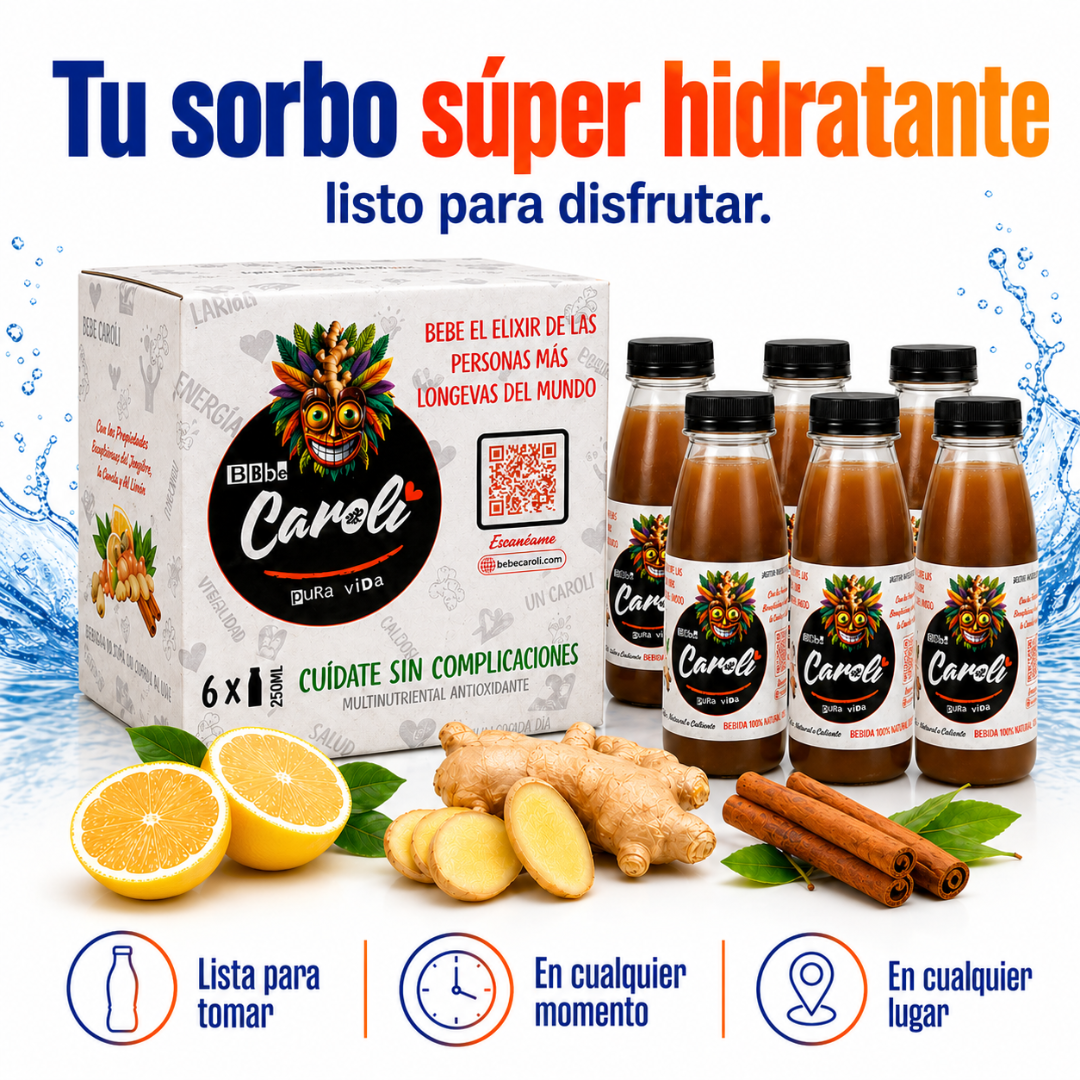 Suscripción Caroli Jengibre, Limón y Canela (Pack 5x6) 30 botellines